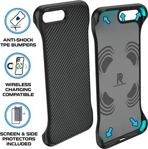 Vista 5 de REBEL Funda para iPhone 8 Plus, serie 7 Plus, lados expuestos Gen-1 para mayor comodidad, protección y a prueba de golpes, ajuste delgado, sin
