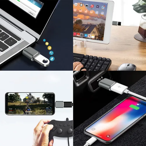 Vista 3 de Paquete de 4 adaptadores USB C a USB 3.0, cable adaptador USB hembra estándar a USB-C macho OTG compatible con MacBook Pro, iPhone 17/16/15, Samsung
