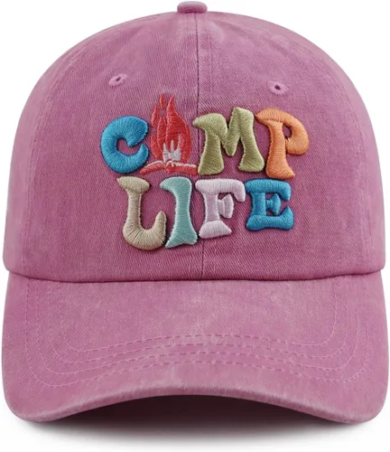 Vista 7 de Gorra de béisbol para hombres y mujeres, divertida gorra de béisbol bordada en 3D de algodón ajustable Camp Life Negro