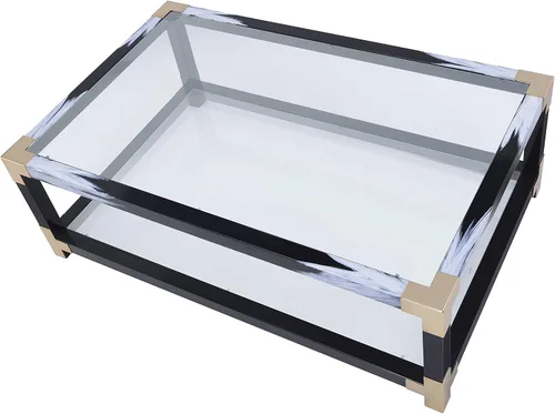 Vista 5 de Acme Lafty 81000 - Mesa de centro de cristal blanco cepillado y transparente