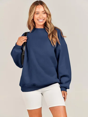 Vista 6 de ANRABESS Sudadera de gran tamaño para mujer, con cuello redondo, estilo Y2K, sudadera con capucha de forro polar, cómoda, camiseta informal, ropa