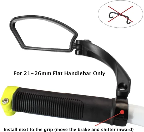 Vista 5 de Hafny Espejo de bicicleta de manillar de lente de acero inoxidable, espejo retrovisor seguro para bicicleta