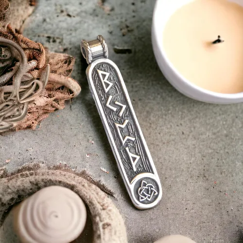 Vista 17 de Viking Rune Formula Pendant Necklace for Men Women - 925 Sterling Silver - Norse Nordic Celtic Jewelry - Runes Protection Amulet - Matching