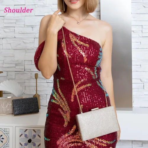 Vista 4 de Savatano Bolso de mano dorado para mujer, bolso de mano dorado, bolso cruzado de hombro, bolsa de boda, fiesta, novia, baile de graduación..
