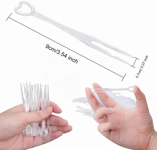 Vista 6 de 300 tenedores desechables de plástico para frutas, mini tenedores para pasteles, aperitivos, tenedores de cóctel, picas de postres pequeños