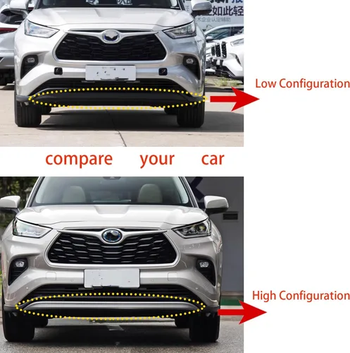 Vista 2 de Accesorios de coche para Toyota Highlander 2020 2021 2022 2023 Protector de parachoques delantero ABS negro (configuración alta)