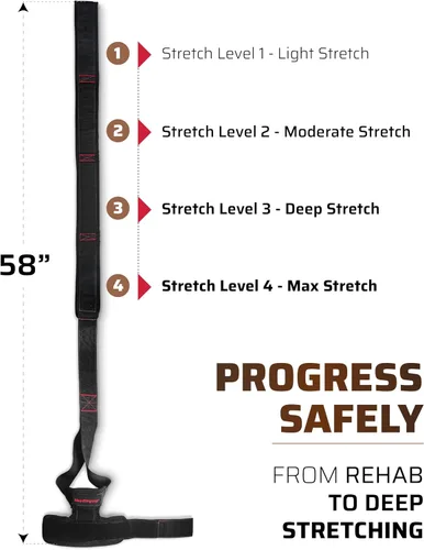 Vista 8 de THEFITGUY - Correa de estiramiento cuádruple con soporte de tobillo para fisioterapia 4-loop non-elastic strap for quad and hip flexor stretching