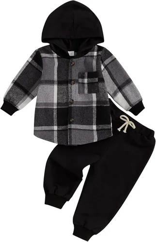 Vista 20 de Conjunto de ropa de otoño e invierno para bebé y niño, sudadera larga con capucha y pantalones para niños pequeños, 6, 12, 18, 24 meses, 2T Adorable