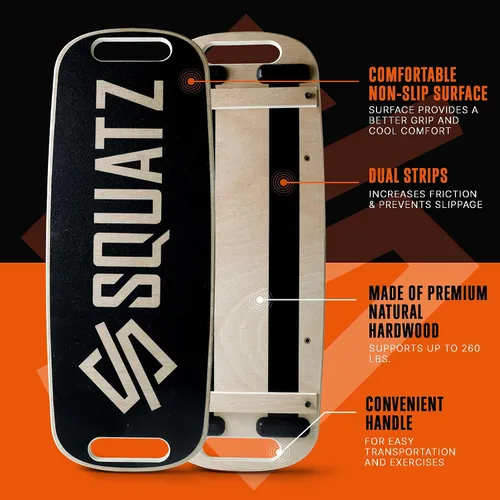 Vista 4 de SQUATZ Tabla de equilibrio de madera, escritorio de pie, tapete antifatiga, equipo de ejercicio con diseño ergonómico y superficie antideslizante