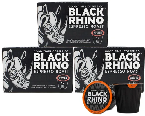 Vista 10 de Black Rhino Espresso Roast - Tazas individuales para cafeteras Keurig K-Cup, 72