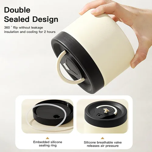 Vista 6 de Paquete de 2 termos para comida caliente, lonchera aislada apilable, caja Bento de acero inoxidable aislada al vacío de boca ancha a prueba de fugas