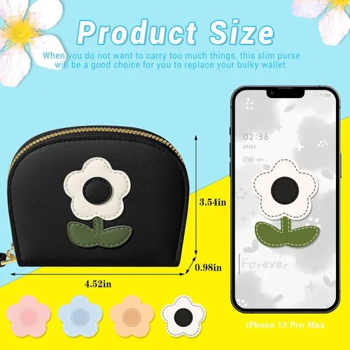 Vista 4 de YINHEXI RIFD - Bonita cartera con tarjetero para mujeres y hombres, pequeña cartera de cuero con cremallera para tarjetas de crédito para mujeres