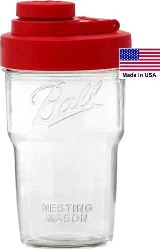 Vista 11 de Brewing America Tarro anidable con tapa para beber como taza de viaje, 1 pinta (16 onzas) con tapa negra en botella de boca ancha, tarro Mason Negro