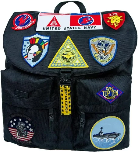 Vista 2 de Top Gun Mochila de nailon con parches 2.0, Negro