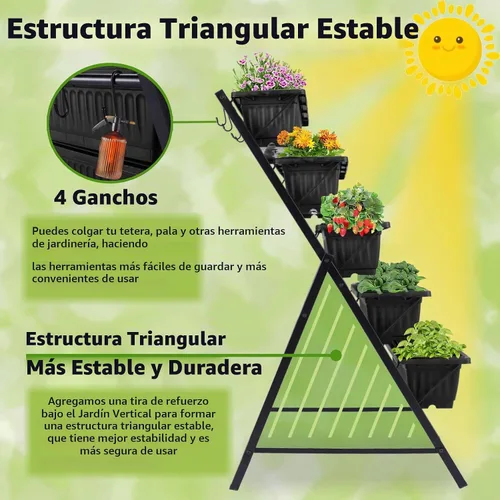 Vista 4 de Homdox Cama de jardín vertical de 3.74 pies, maceta elevada vertical de 5 niveles, 23 x 26 x 45 pulgadas, cama elevada para jardín al aire libre