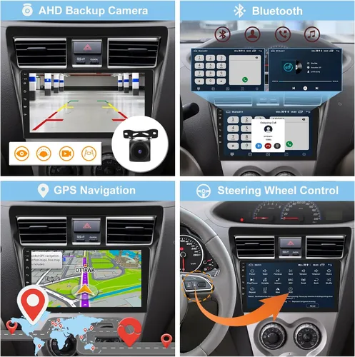 Vista 6 de [2G+32G] Radio de coche para Toyota Vios Yaris 2007-2012, 9 pulgadas Android 11 pantalla táctil estéreo, Carplay/Android Auto/Mirror