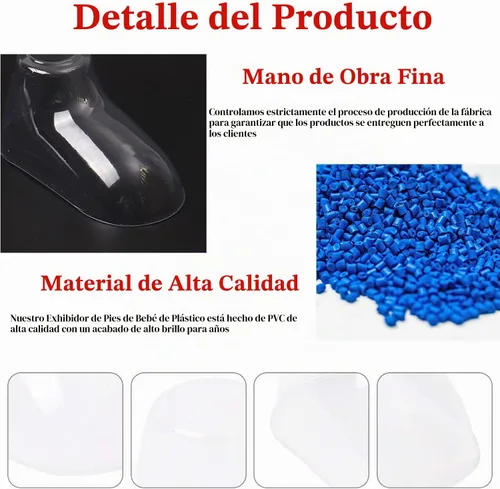 Vista 3 de Exhibición de botines para bebé, 100 unidades, 3.1 in, plástico transparente, para zapatos de ganchillo, color azul