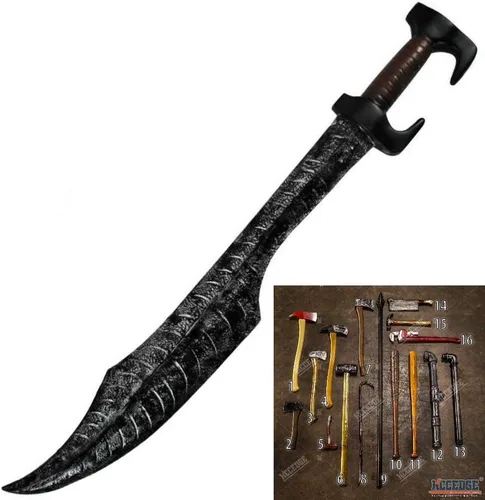 Vista 15 de KCCEDGE BEST CUTLERY SOURCE - Utilería de espuma para Halloween, en muchas formas: espada, hacha, bate, barreta, cuchillo hachuela, llave, martillo