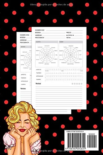 Vista 2 de Vino - Diario de catas Cuaderno para registrar notas de cata de vino. Ideal para amantes y profesionales del vino. 100 páginas en papel crema.