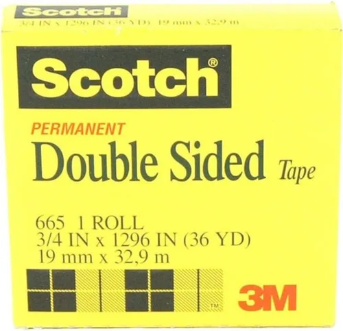 Vista 2 de 3M Scotch 665 - Cinta adhesiva de doble capa, 3/4 pulgadas x 36 yardas con núcleo de 3 pulgadas, transparente (caja 665)