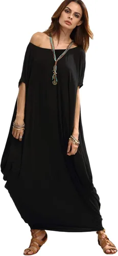 Vista 3 de Verdusa Vestido largo para mujer, con cuello estilo bote amplio, de gran tamaño, caftán, con manga murciélago