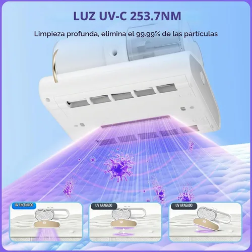 Vista 3 de Aspirador de colchón, aspiradora de cama de 16Kpa con luz UV‑C de Blanco