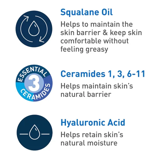 Vista 6 de CeraVe Limpiador hidratante de aceite espumoso, limpiador hidratante para cara y cuerpo, aceite de escualano + ácido hialurónico + ceramidas