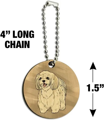 Vista 3 de Shih Tzu - Llavero redondo de madera para perros y mascotas