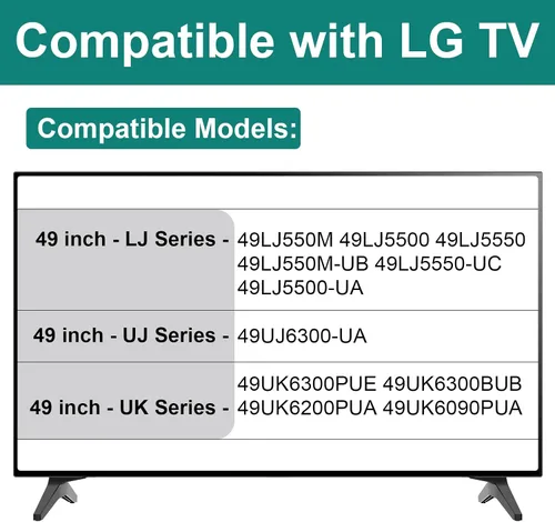 Vista 2 de Soporte base para patas de TV LG, repuesto para soporte de TV LG de 49 pulgadas 49LJ550M 49LJ5500 49LJ5550 49LJ550M-UB 49LJ5550-UC 49LJ5500-UA