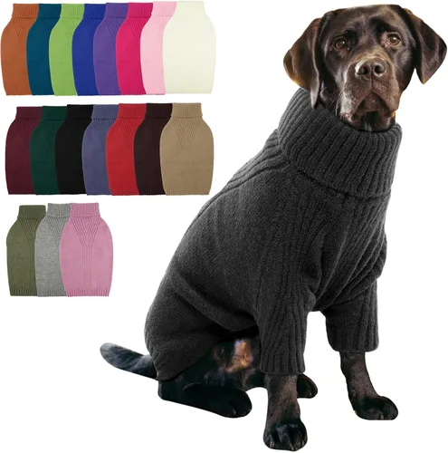 Vista 28 de IECOii Suéter de perro salchicha de cuello alto para perros pequeños, medianos y hembras, elástico y transpirable, abrigo de punto cálido, para Negro