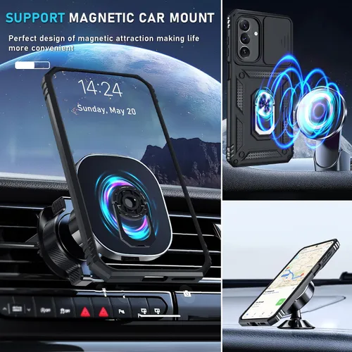 Vista 8 de Janmitta Compatible con Samsung Galaxy A26 5G Funda con Cubierta Deslizante Integrada para Lente de Cámara + Protector de Pantalla + Soporte