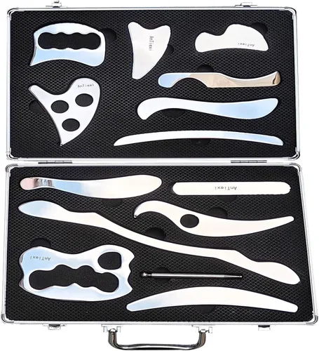 Vista 7 de Kit de herramientas de raspador muscular de acero inoxidable, juego de herramientas de masaje de raspado Gua Sha, herramienta IASTM - Gran