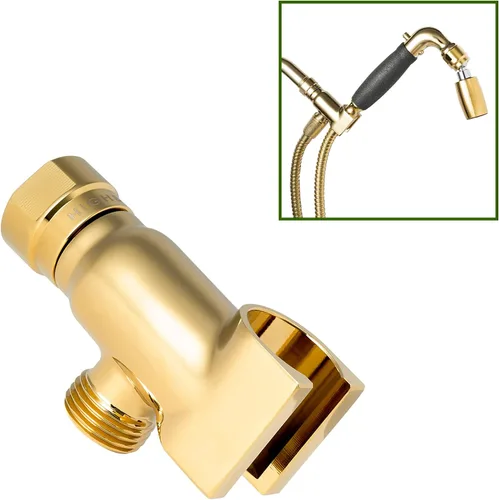 Vista 11 de High Sierra® - Soporte para cabezal de ducha de mano sin plomo de metal, acabado dorado cepillado Oro cepillado
