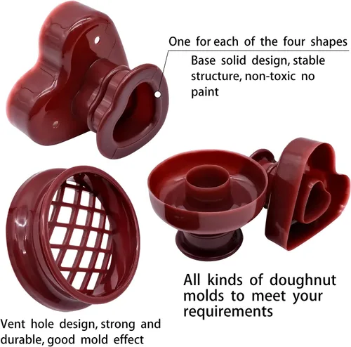 Vista 3 de Paquete de 4 moldes para hacer donas, moldes antiadherentes creativos reutilizables para donas, molde de fondant, pastel, pan, postre, molde