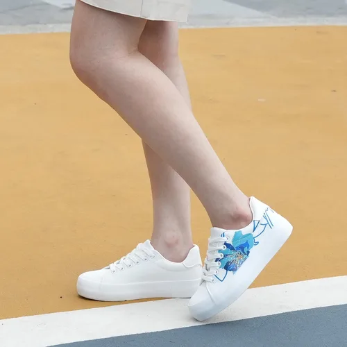 Vista 6 de JABASIC Zapatos deportivos de plataforma con cordones y estampado floral para mujer