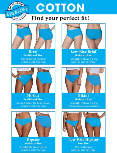 Vista 3 de Fruit of the Loom Eversoft Calzones de algodón para mujer sin etiquetas transpirables