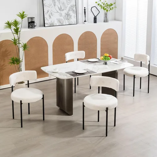 Vista 15 de Juego de 2 sillas de comedor de piel sintética sin brazos con patas negras Negro