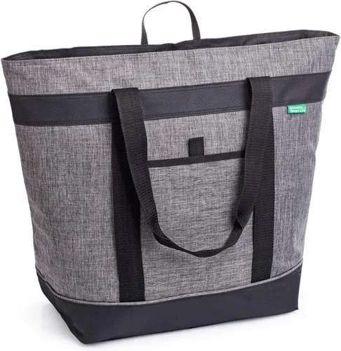 Vista 2 de Bolsa térmica térmica Jumbo (paquete de 2 unidades, carbón, verde) con aislamiento térmico HD, enfriador suave plegable de alta calidad, es una