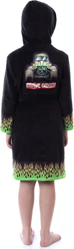 Vista 3 de INTIMO Monster Jam Toy Trucks - Bata de baño con capucha para niños, Negro