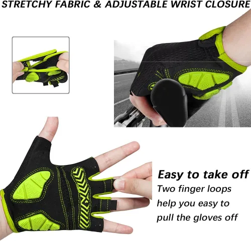 Vista 4 de MOREOK Guantes de ciclismo para hombresmujeres-almohadilla de gel de 0.197 in Guantes de ciclismo de medio dedo para ciclismo, levantamiento