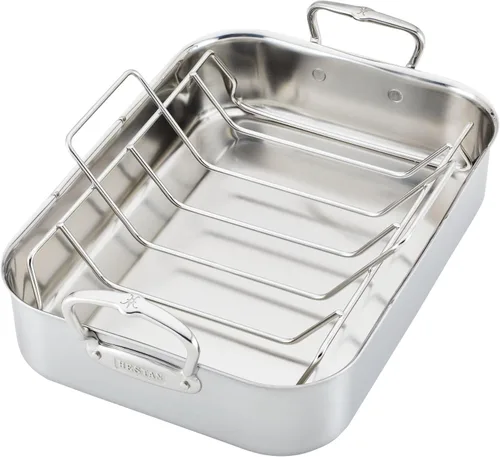 Vista 12 de Hestan Provisiones: sartén antiadherente con revestimiento clásico de 14.5 pulgadas con estante de acero inoxidable