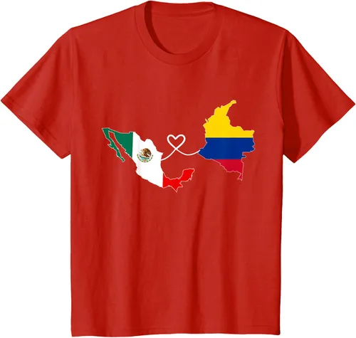 Vista 3 de Camiseta Half Colombian Half Mexican Flag Map DNA Mexico Colombia