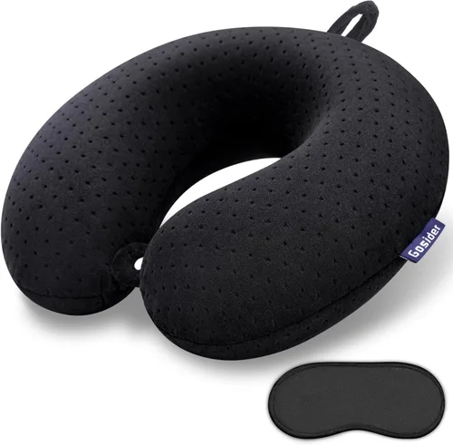 Vista 17 de Almohada de Espuma Viscoelástica para el Cuello, Cómoda Almohada de Viaje para el Cuello, Soporte para Cuello y Cabeza, Ligera y Portátil, Almohada
