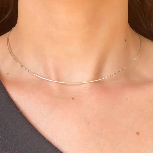 Vista 3 de JewelryWeb Collar de plata de ley rodiada italiana con corte de diamante de 0.059in y alambre omega redondo (16-20 pies)