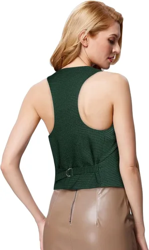 Vista 141 de GRACE KARIN - Chaleco corto para mujer con espalda cruzada, chaleco estilo académico y retrofuturista