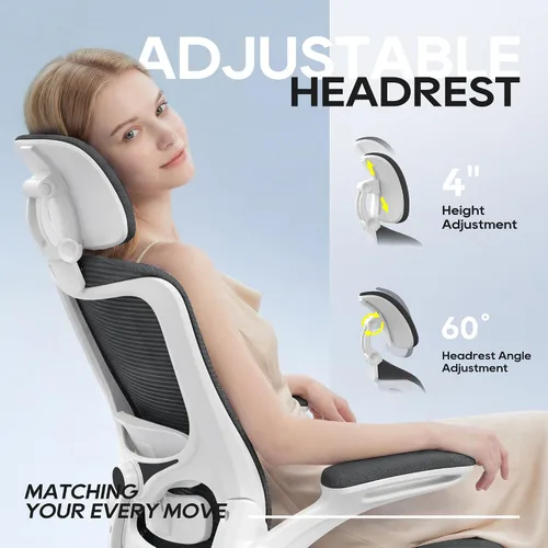 Vista 4 de Silla de oficina ergonómica para largas horas, soporte de cuerpo completo, alivia la presión del cuello y la espalda, capacidad de 330 libras, ideal