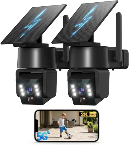 Vista 8 de Cámara de seguridad inalámbrica para exteriores 2PCK - 5G y 2.4G Wi-Fi para exteriores, panorámica/inclinación 2K de 360°, funciona con energía