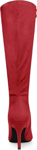 Vista 4 de Allegra K Botas altas hasta la rodilla con tacón de aguja puntiagudo para mujer