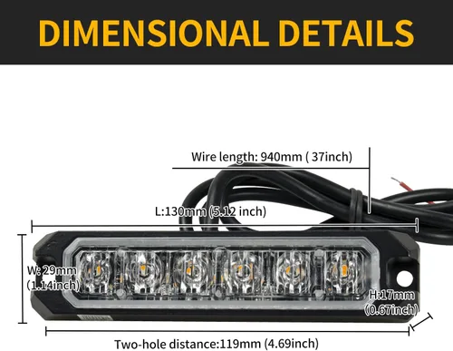 Vista 6 de Purishion - Luz estroboscópica con 6 luces LED color ámbar, impermeable, para barra de precaución, 10 patrones intermitentes, apto para automóvil