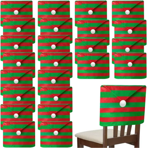Vista 6 de Peryiter 24 Pcs Christmas Santa Hat Chair Cover Dining Decor, Black